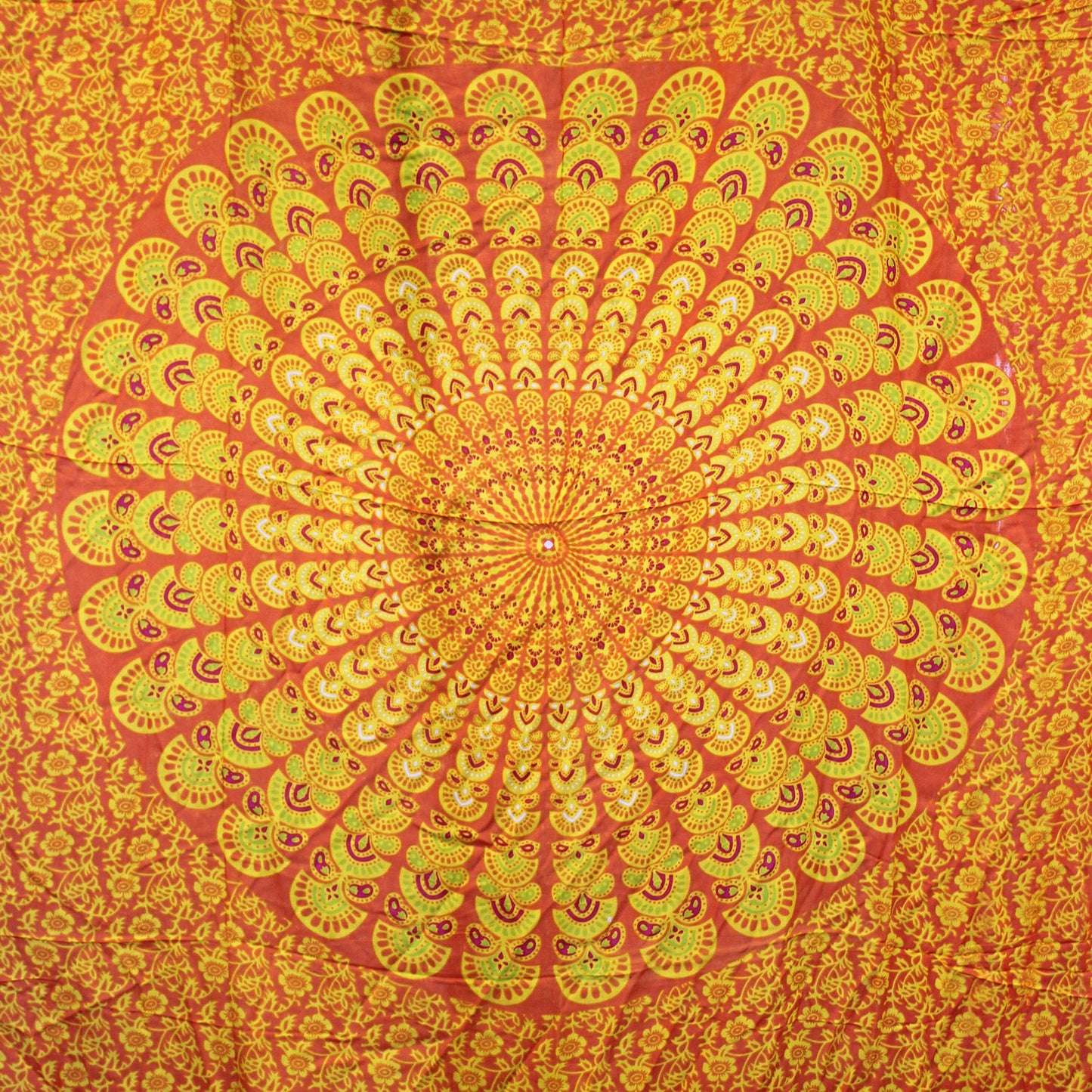 Bali Mandala Sarong / Scarf - Lime / Orange product packaging on clean background from Quintessential Holistic Health Ltd