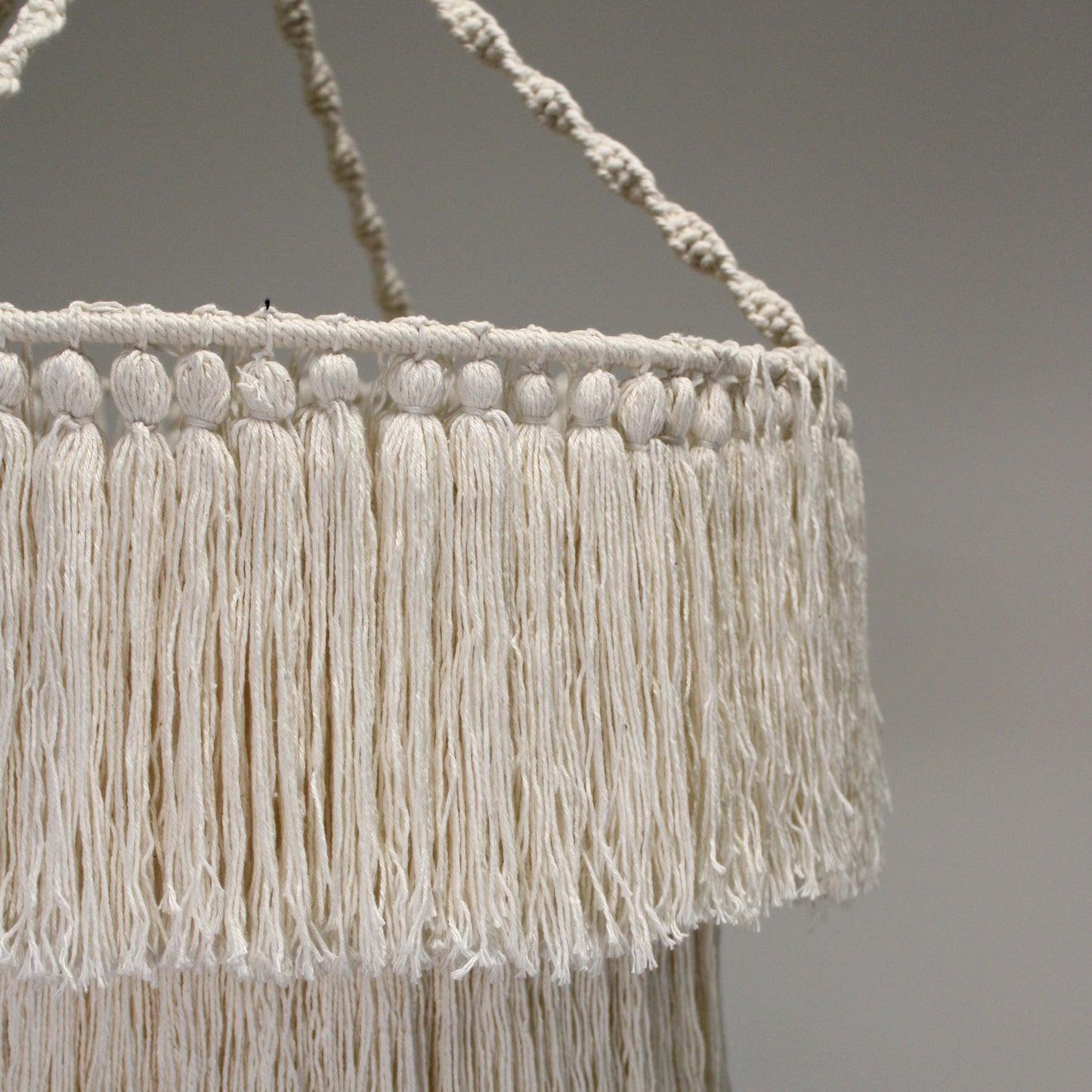 Handcrafted Macrame Soft Cotton Chandelier - Natural product packaging on clean background from Quintessential Holistic Health Ltd