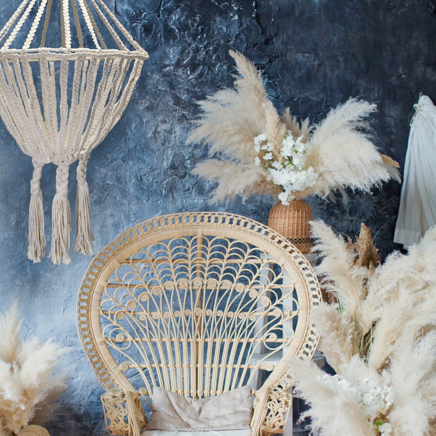 Handcrafted Macrame Soft Cotton Drop Chandelier - Natural product packaging on clean background from Quintessential Holistic Health Ltd