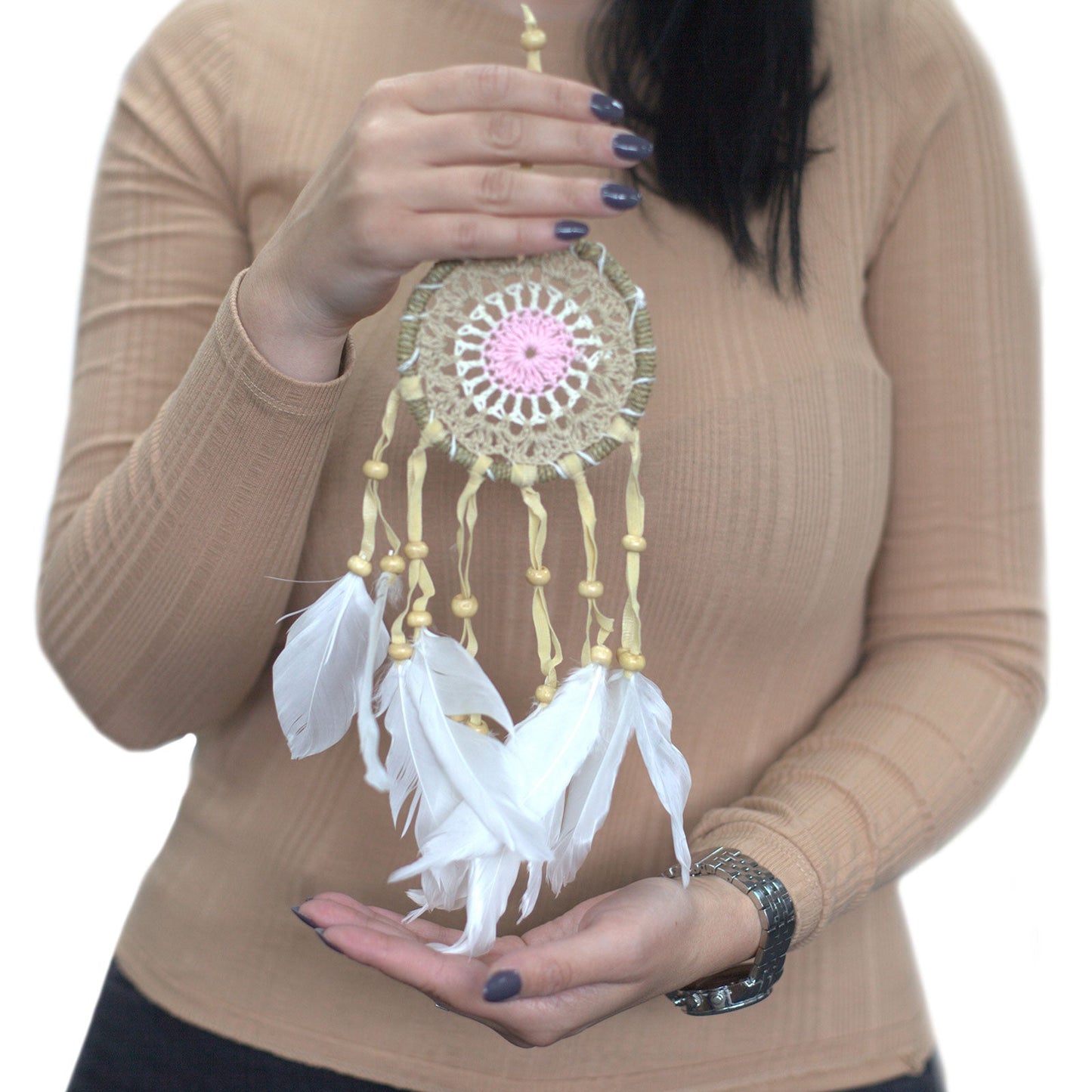 6 x Hand Crafted Macrame Dreamcatchers - Small / Assorted / Pastel Blues product packaging on clean background from Quintessential Holistic Health Ltd