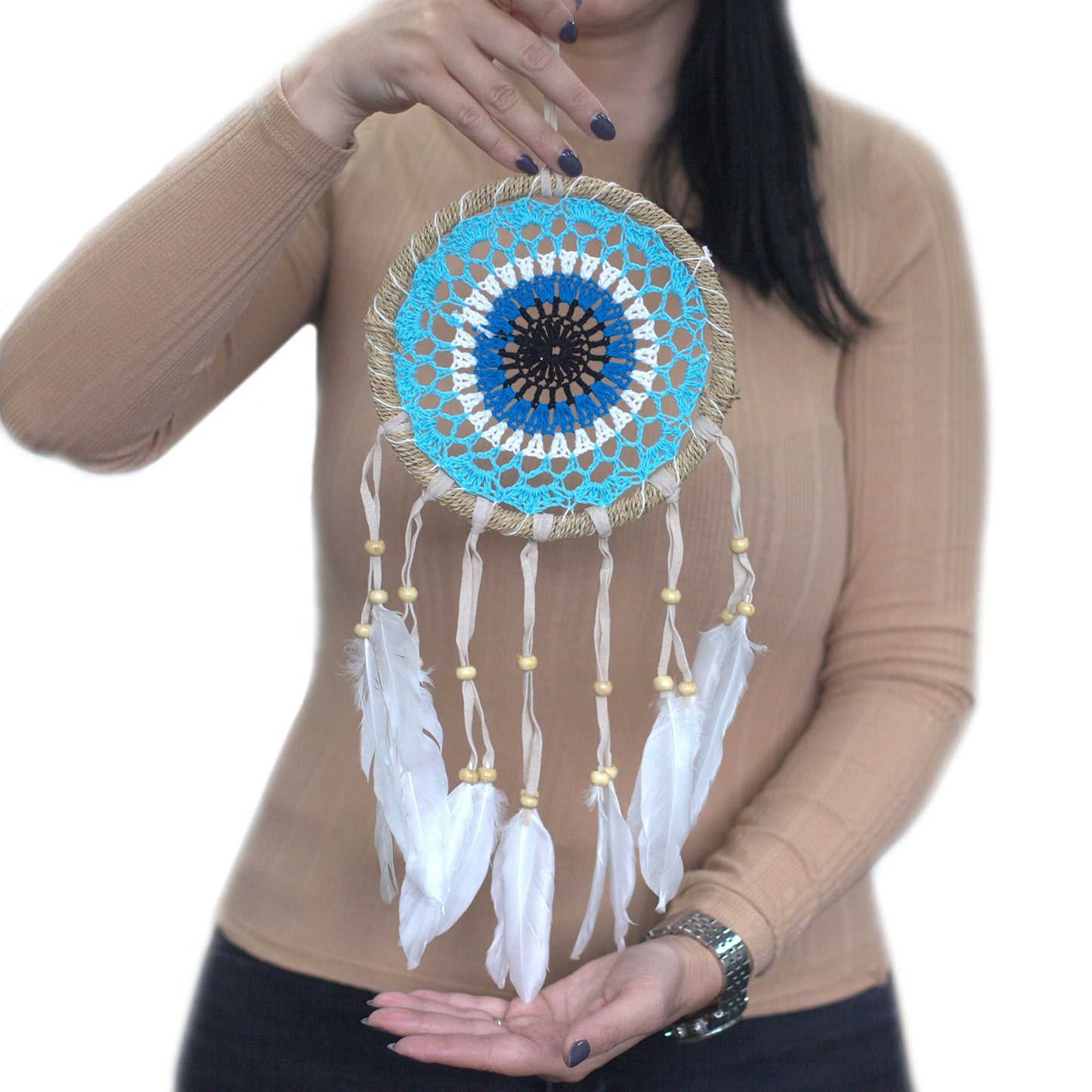 6 x Hand Crafted Macrame Dreamcatchers - Large / Assorted / Pastel Pinks product packaging on clean background from Quintessential Holistic Health Ltd
