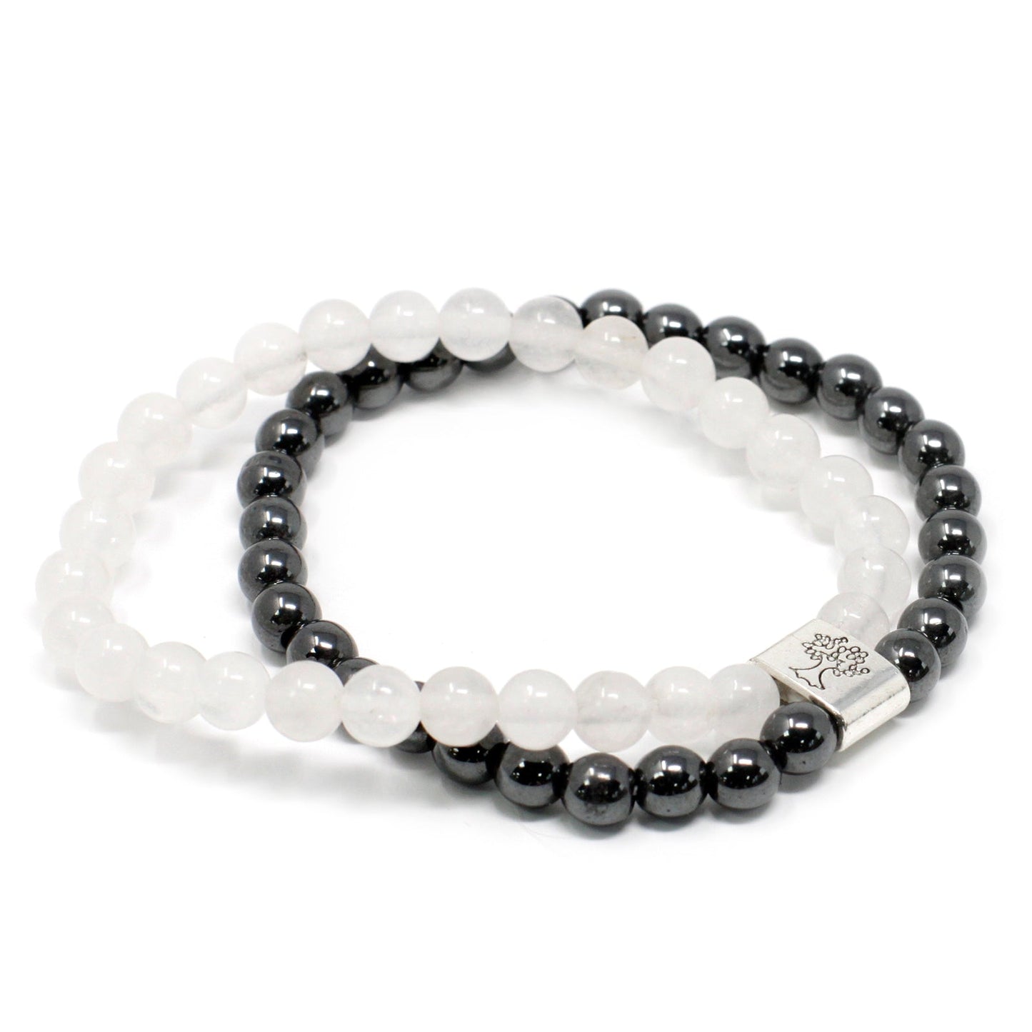 Handcrafted Gemstone Magnetic Bracelet - Rock Quartz / Clarity and Focus product packaging on clean background from Quintessential Holistic Health Ltd