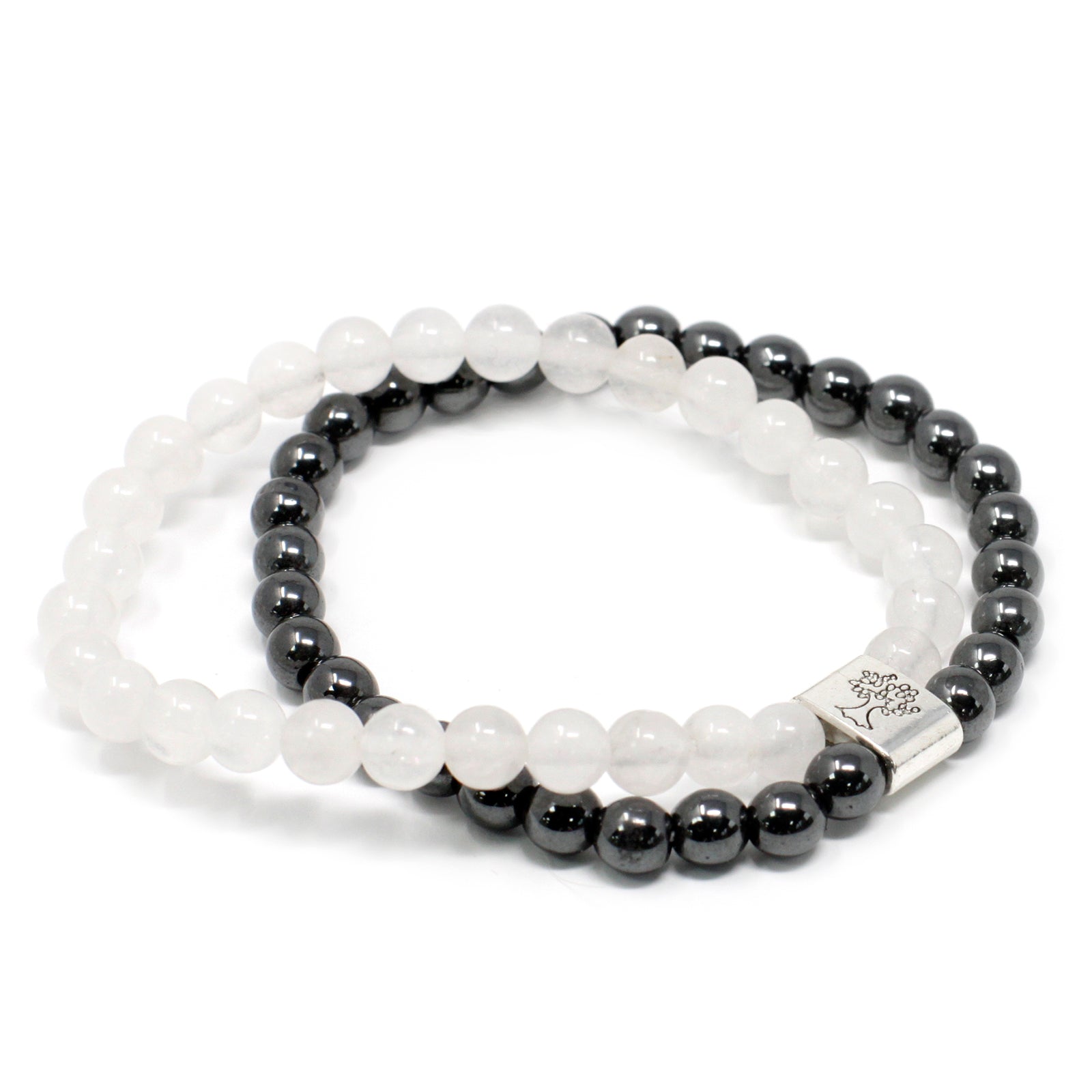 Handcrafted Gemstone Magnetic Bracelet - Rock Quartz / Clarity and Focus product packaging on clean background from Quintessential Holistic Health Ltd