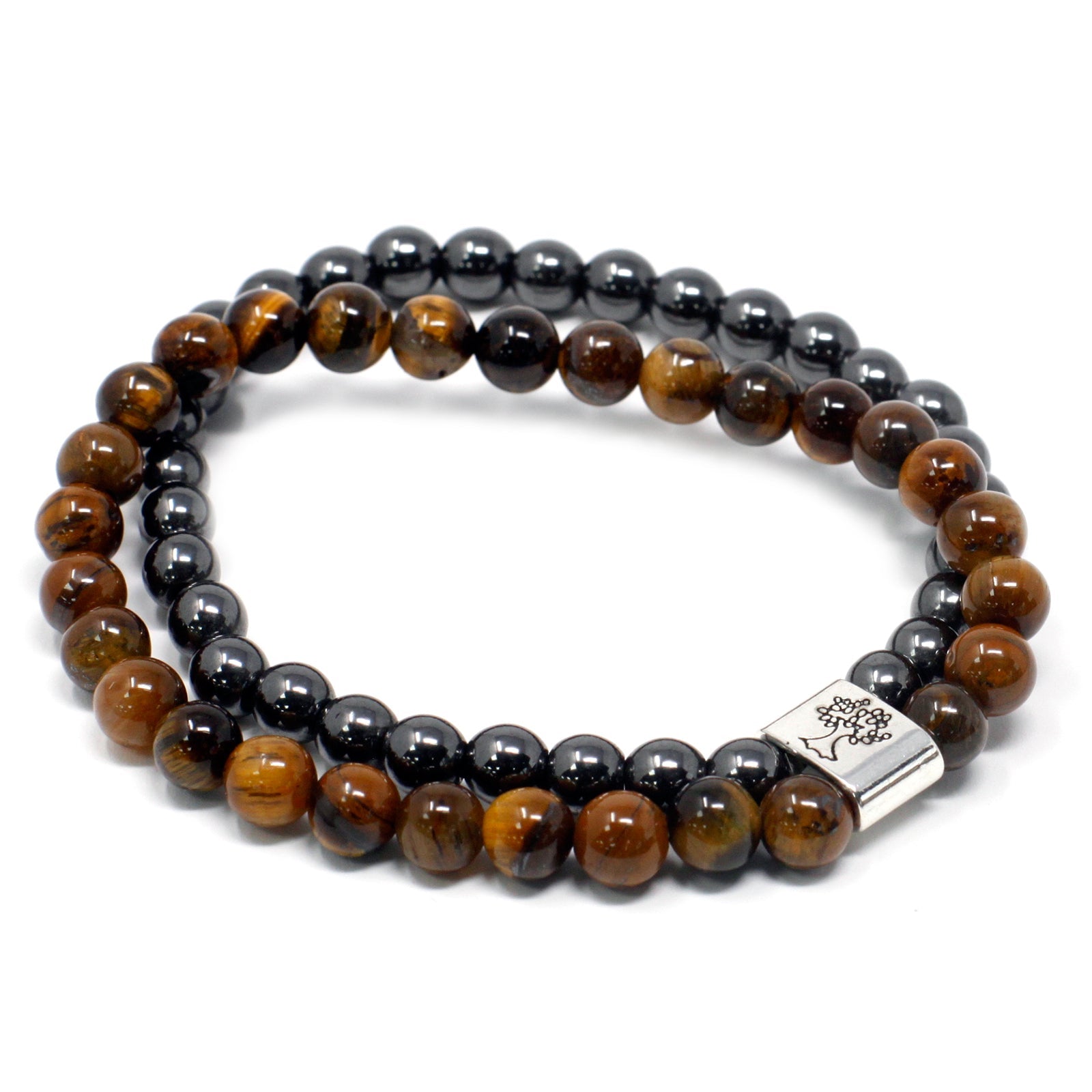 Handcrafted Gemstone Magnetic Bracelet - Tigers Eye / Confidence and Focus product packaging on clean background from Quintessential Holistic Health Ltd