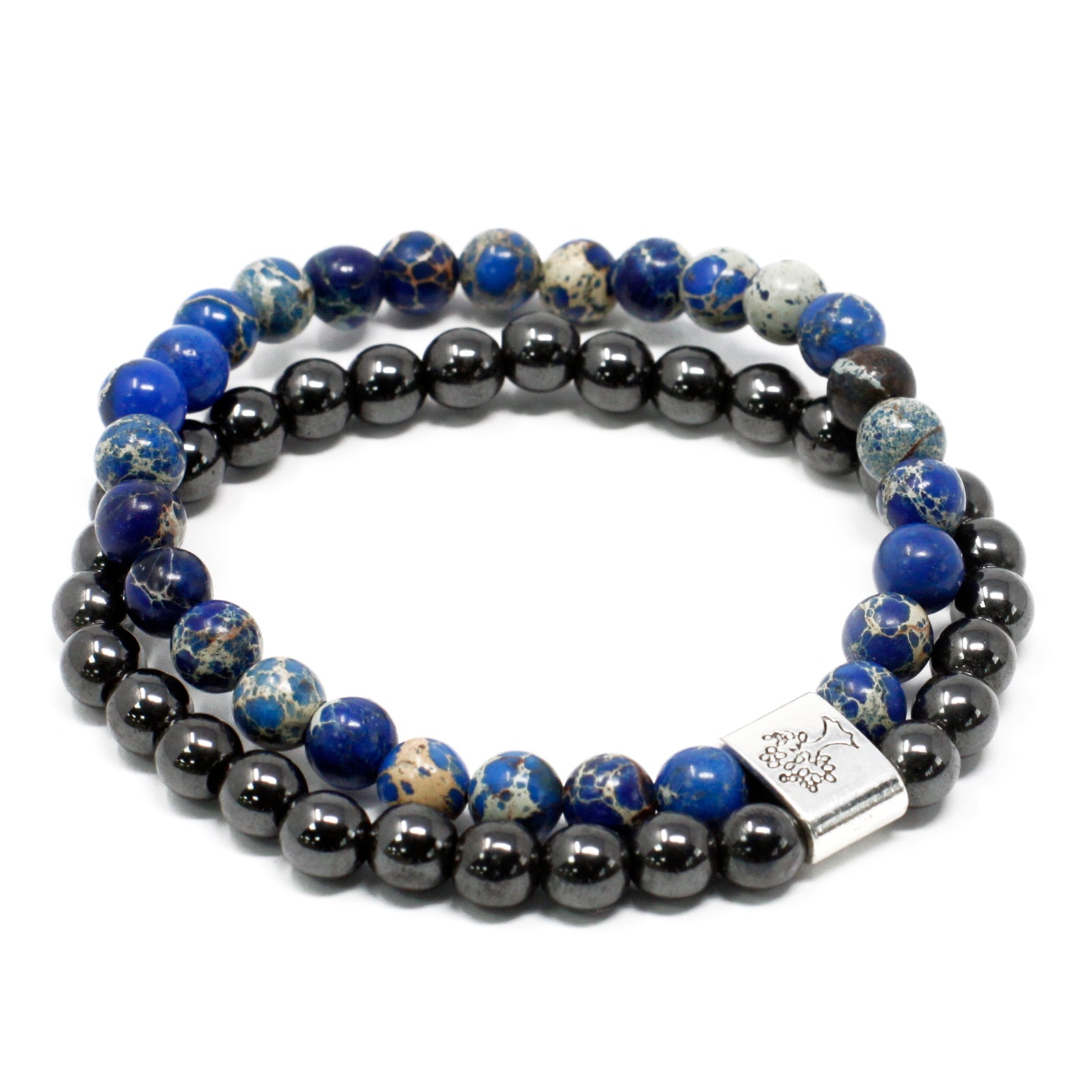 Handcrafted Gemstone Magnetic Bracelet - Sodalite / Clarity and Communication product packaging on clean background from Quintessential Holistic Health Ltd