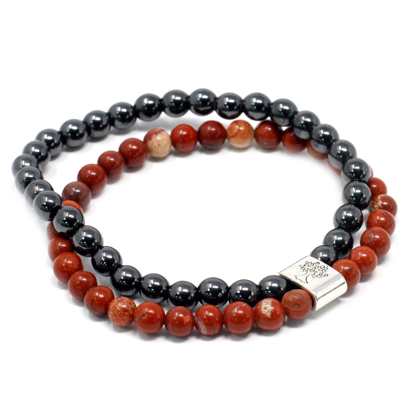Handcrafted Gemstone Magnetic Bracelet - Redstone / Vitality and Passion product packaging on clean background from Quintessential Holistic Health Ltd