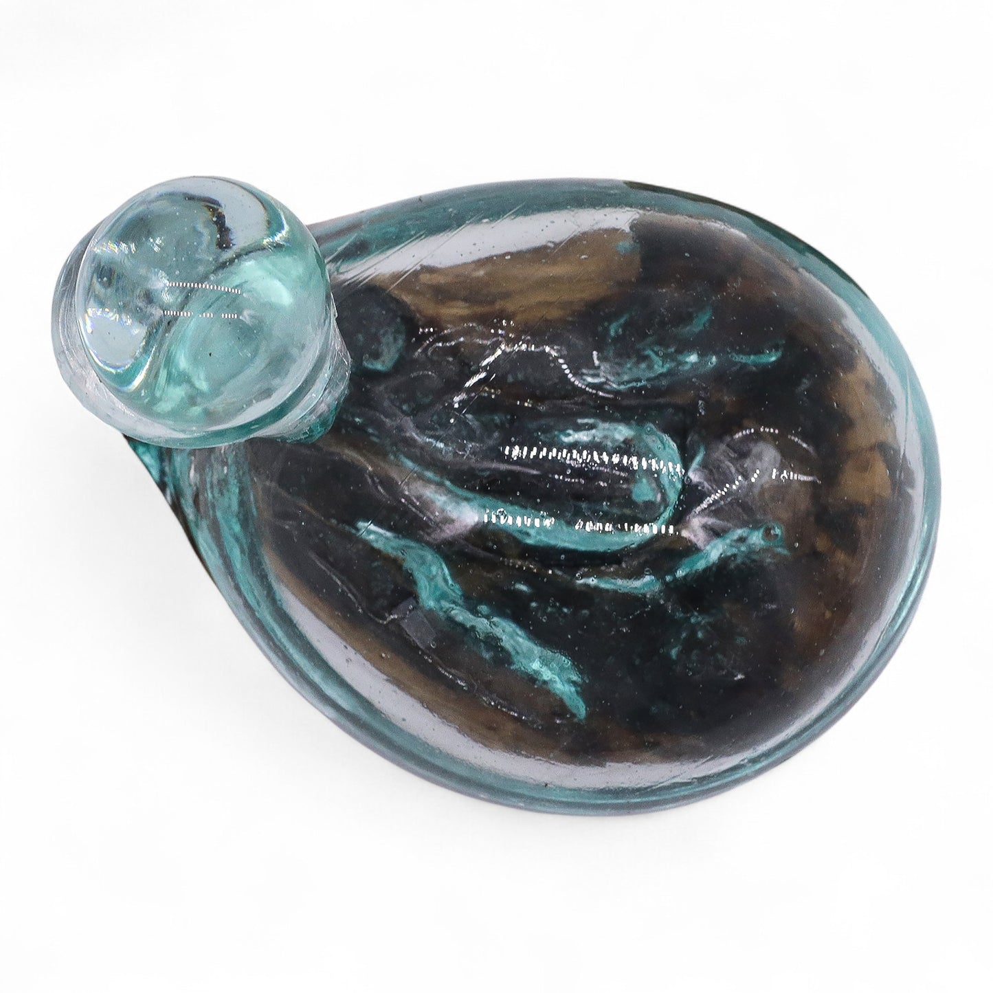 500ml Handmade Molten Recycled Glass Duck Shaped Decanter on Wood - Small / Clear / Light Blue