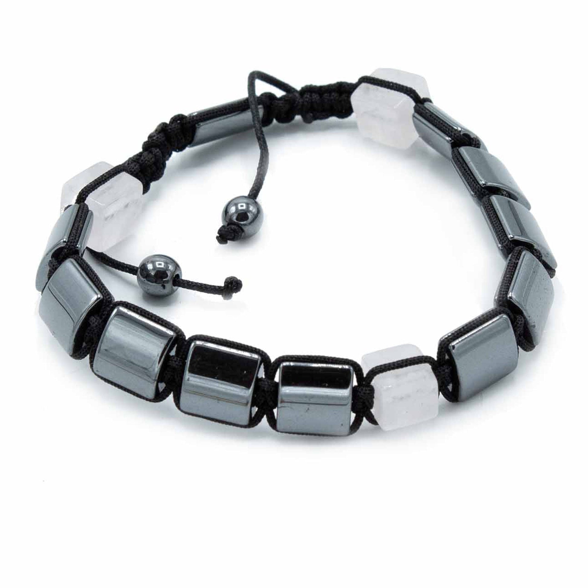 Unisex Magnetic Hematite Shamballa Bracelet - Rose Cuboids product packaging on clean background from Quintessential Holistic Health Ltd