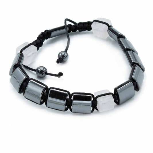 Unisex Magnetic Hematite Shamballa Bracelet - Rose Cuboids product packaging on clean background from Quintessential Holistic Health Ltd
