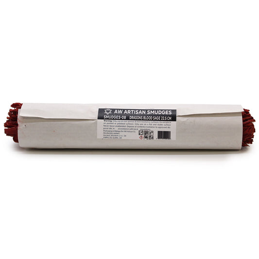 22.5cm Handcrafted Incense Smudge Stick - Dragons Blood Sage product packaging on clean background from Quintessential Holistic Health Ltd
