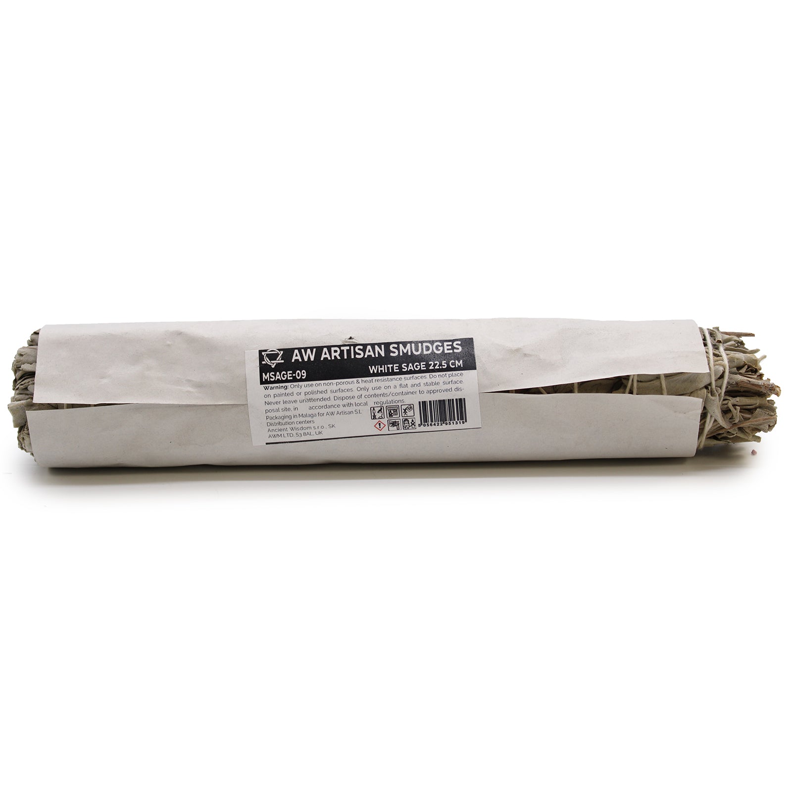 22.5cm Handcrafted Incense Smudge Stick - White Sage product packaging on clean background from Quintessential Holistic Health Ltd