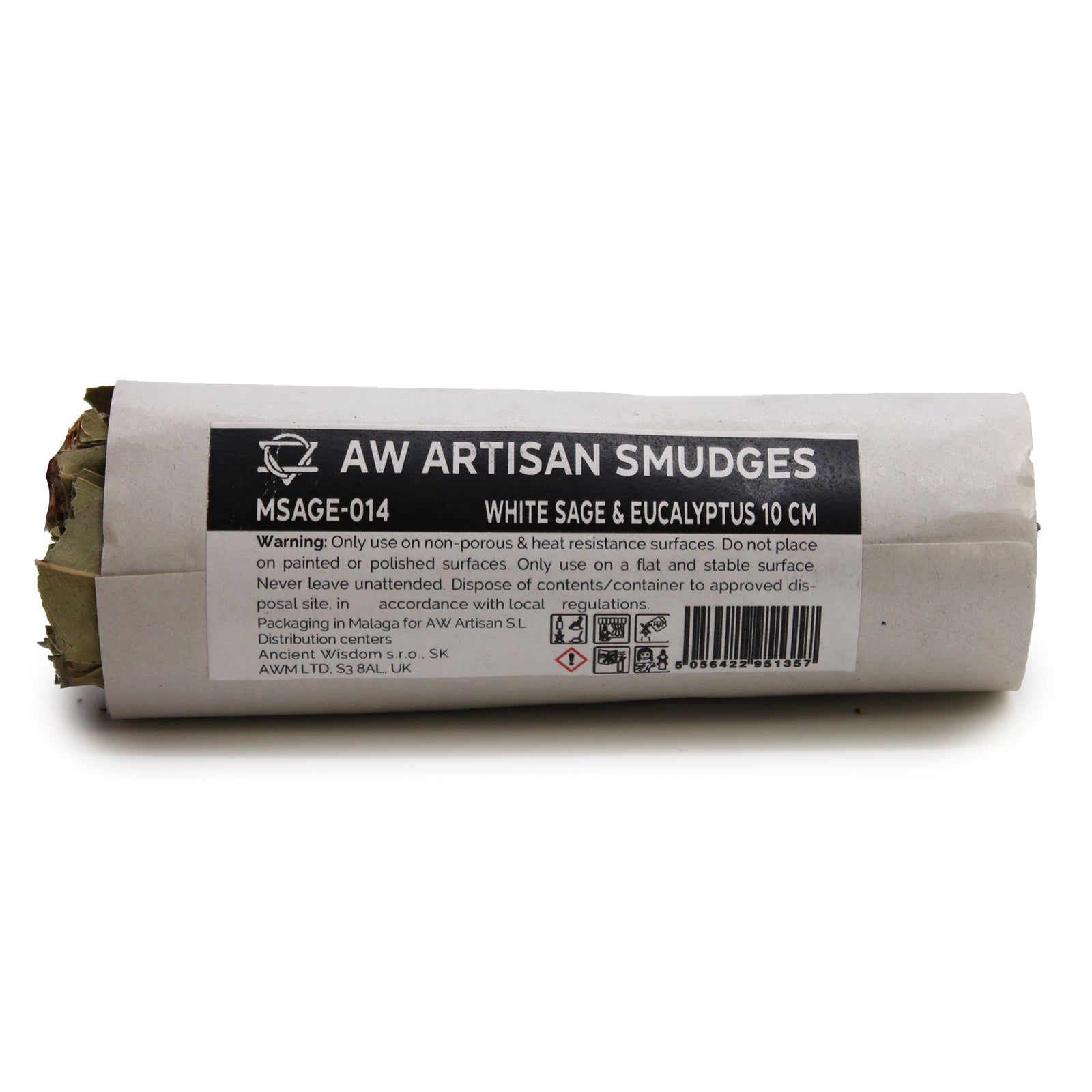10cm Handcrafted Incense Smudge Stick - White Sage and Eucalyptus product packaging on clean background from Quintessential Holistic Health Ltd
