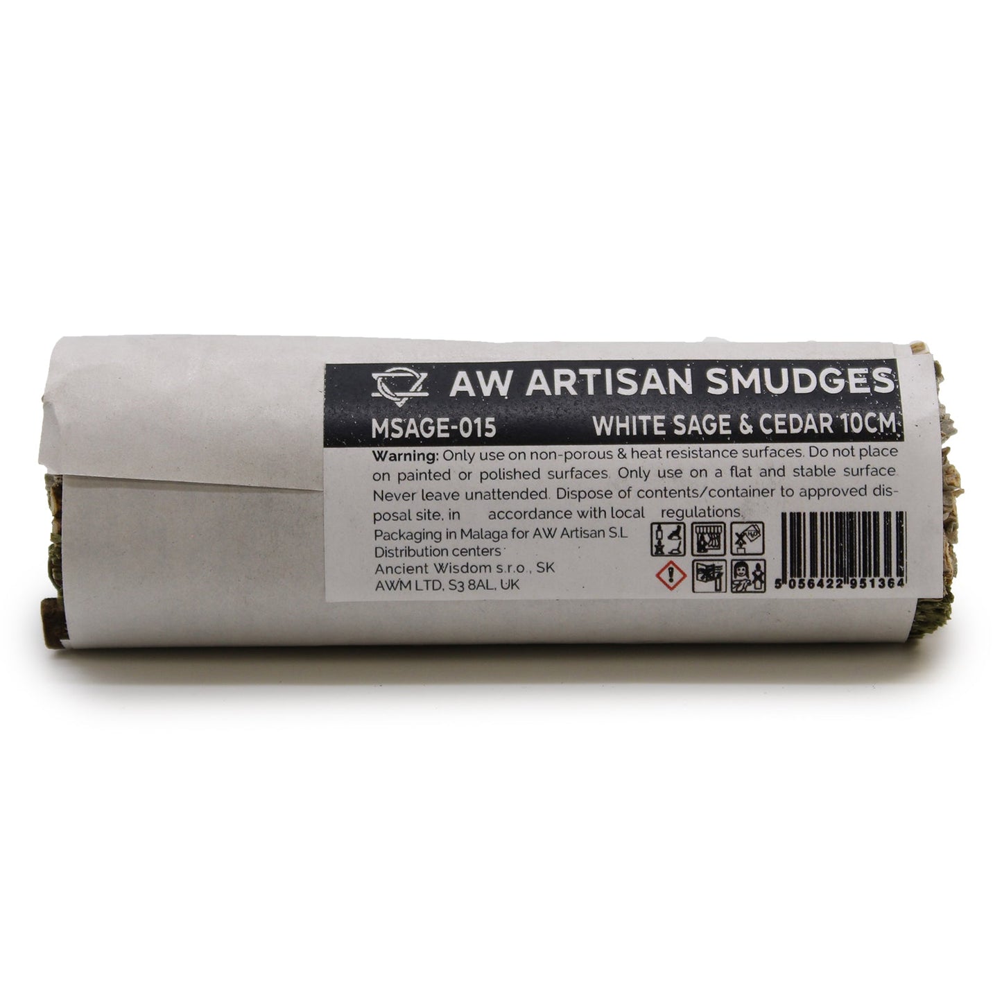 10cm Handcrafted Incense Smudge Stick - White Sage and Cedar product packaging on clean background from Quintessential Holistic Health Ltd