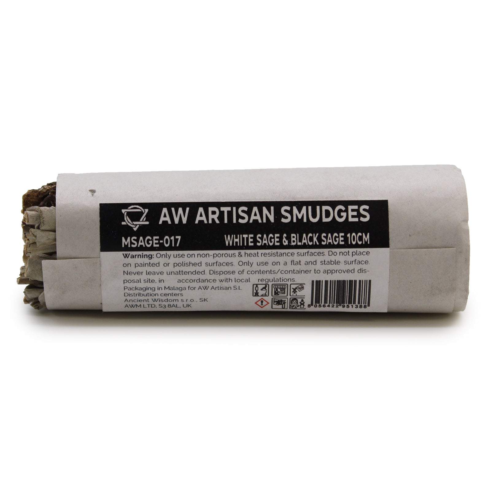10cm Handcrafted Incense Smudge Stick - White Sage and Black Sage product packaging on clean background from Quintessential Holistic Health Ltd