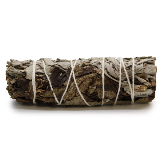 10cm Handcrafted Incense Smudge Stick - White Sage and Black Sage product packaging on clean background from Quintessential Holistic Health Ltd