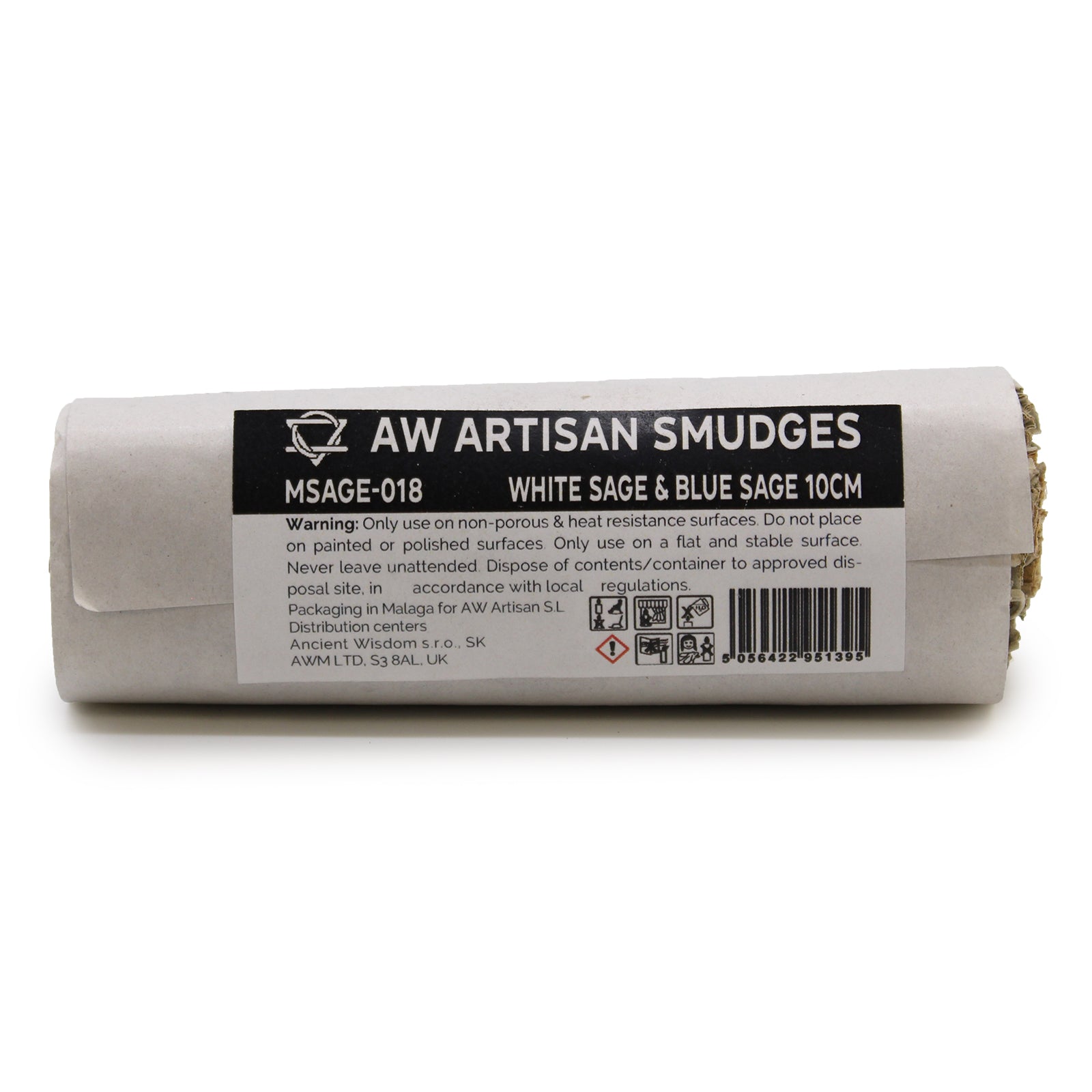 10cm Handcrafted Incense Smudge Stick - White Sage and Blue Sage product packaging on clean background from Quintessential Holistic Health Ltd