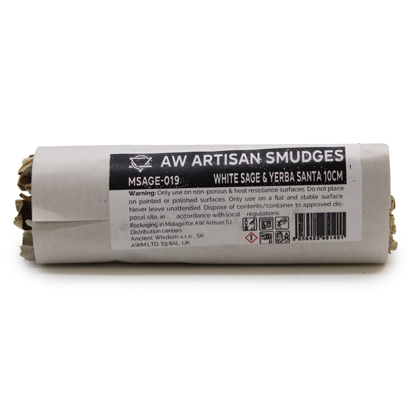 10cm Handcrafted Incense Smudge Stick - White Sage and Yerba Santa product packaging on clean background from Quintessential Holistic Health Ltd