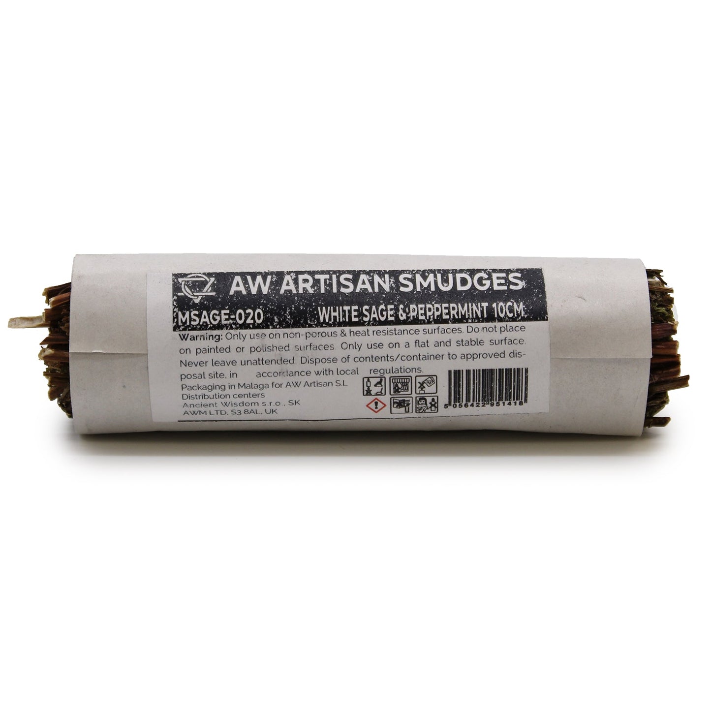 10cm Handcrafted Incense Smudge Stick - White Sage and Peppermint product packaging on clean background from Quintessential Holistic Health Ltd