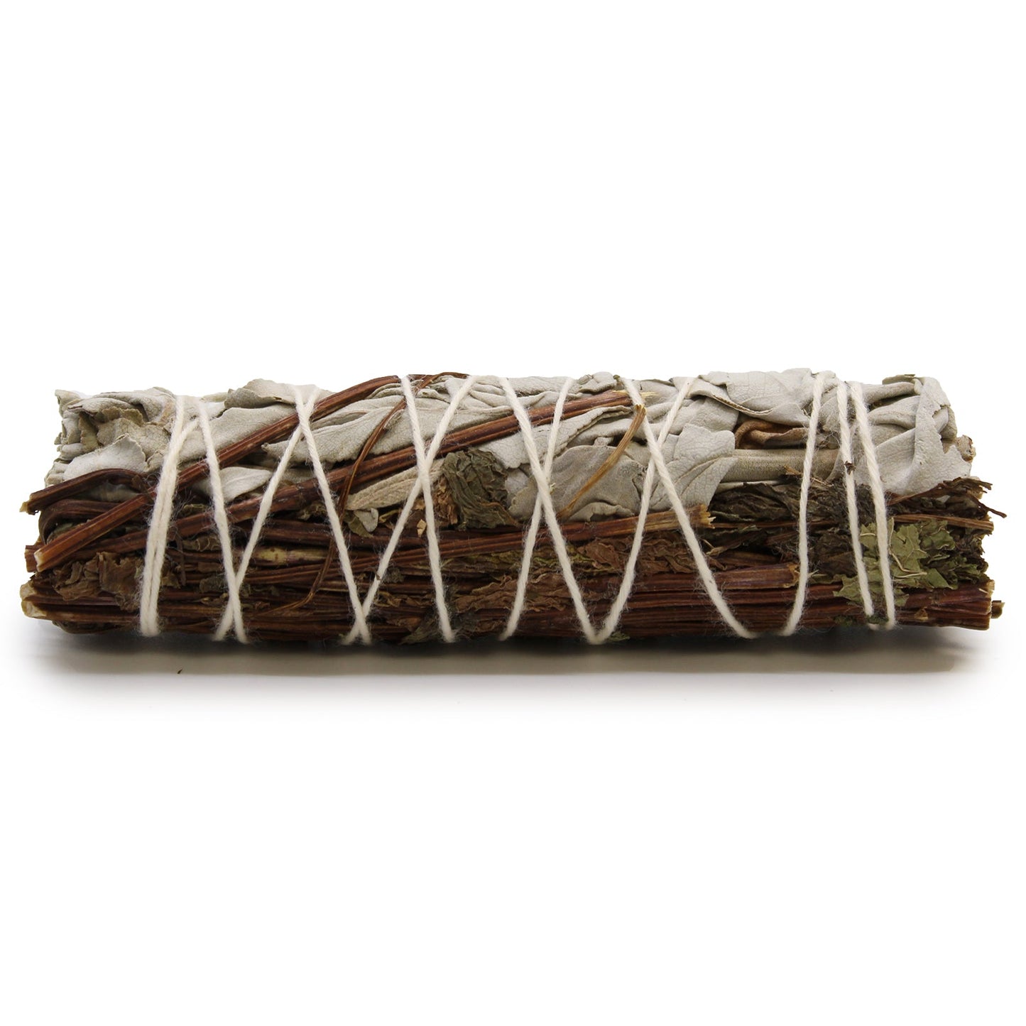 10cm Handcrafted Incense Smudge Stick - White Sage and Peppermint product packaging on clean background from Quintessential Holistic Health Ltd
