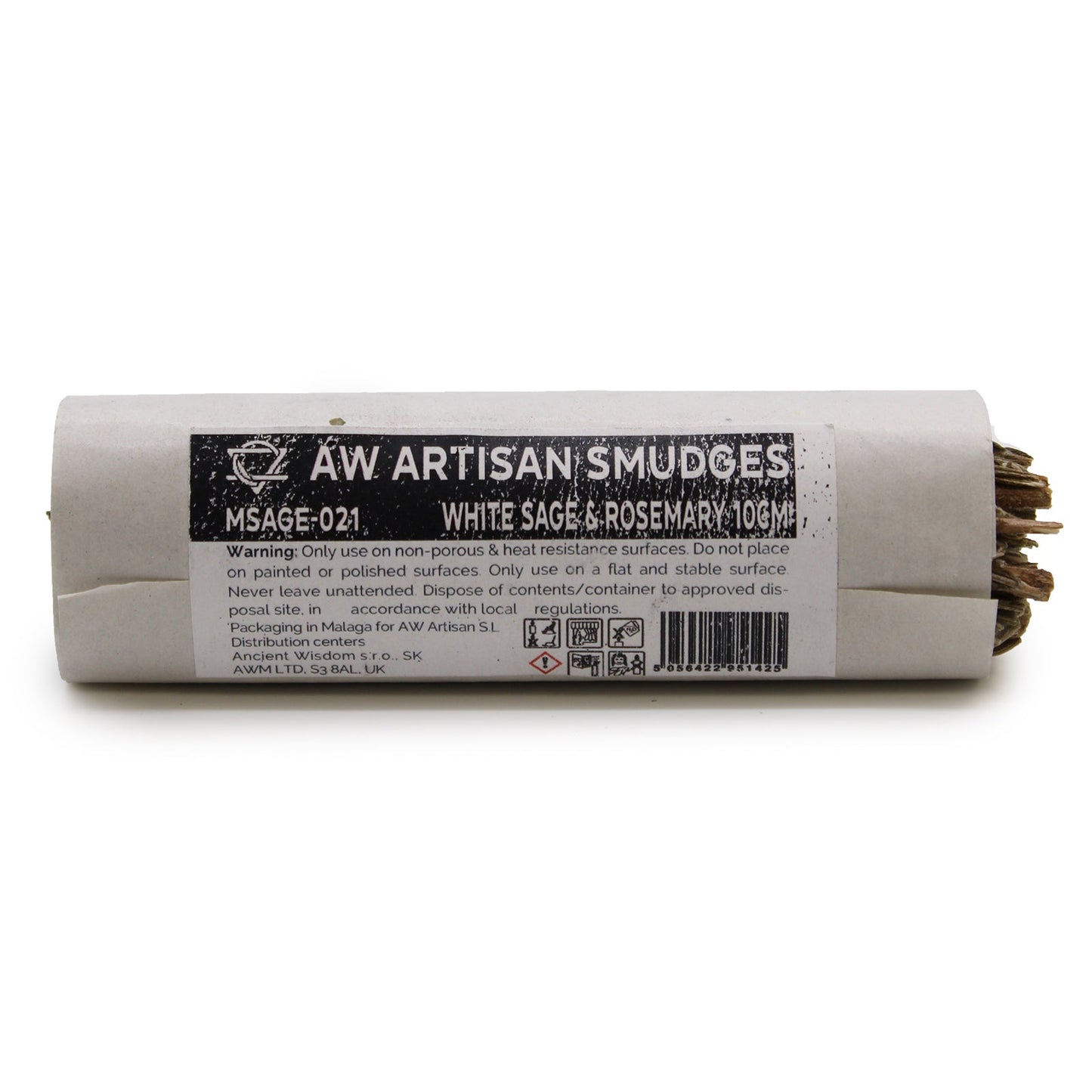 10cm Handcrafted Incense Smudge Stick - White Sage and Rosemary product packaging on clean background from Quintessential Holistic Health Ltd