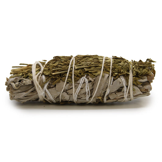 10cm Handcrafted Incense Smudge Stick - White Sage and Ruda product packaging on clean background from Quintessential Holistic Health Ltd