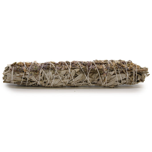 22.5cm Handcrafted Incense Smudge Stick - White Sage and Lavender product packaging on clean background from Quintessential Holistic Health Ltd
