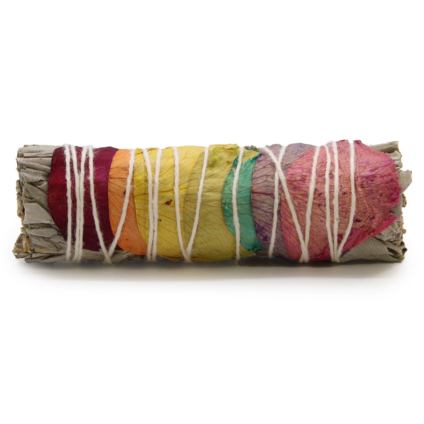 10cm Handcrafted Incense Smudge Stick - 7 Chakras / Rose Petals and Sage product packaging on clean background from Quintessential Holistic Health Ltd