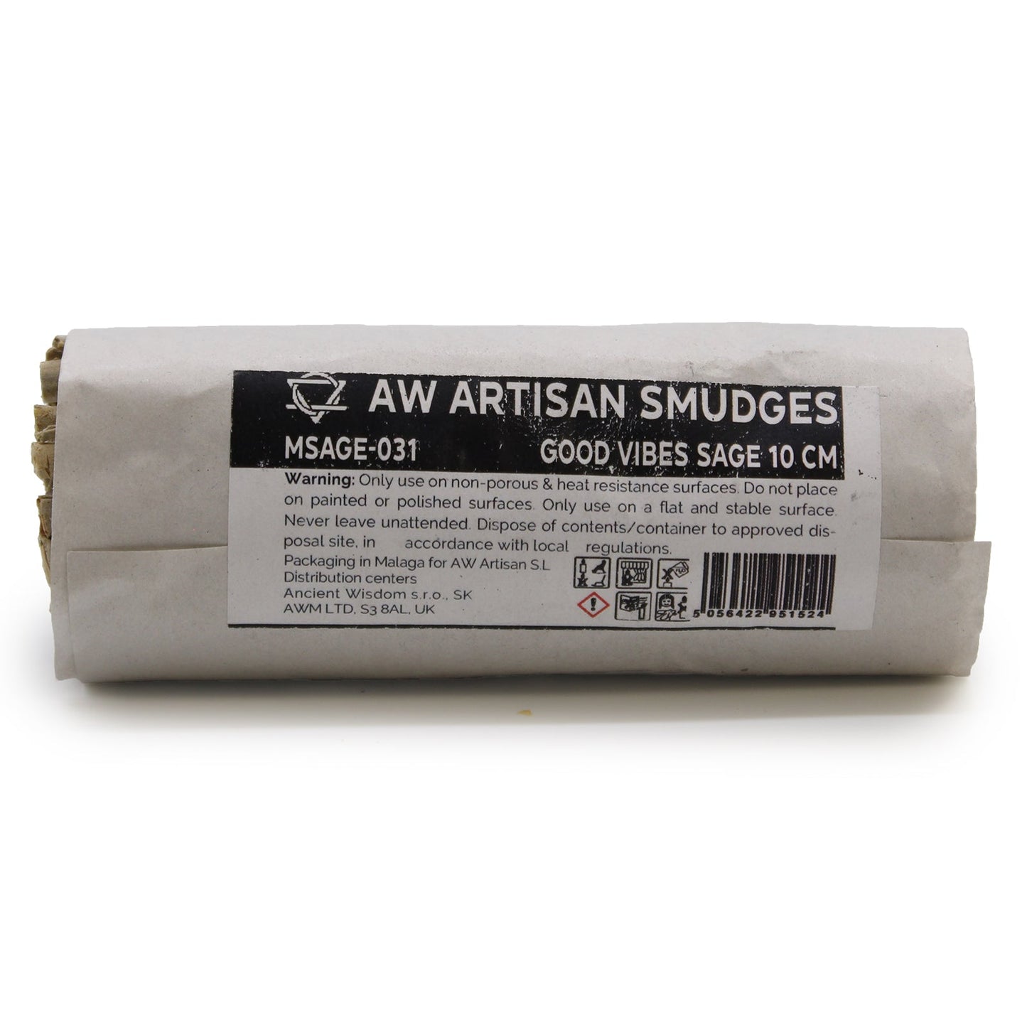 10cm Handcrafted Incense Smudge Stick - Good Vibes Sage product packaging on clean background from Quintessential Holistic Health Ltd