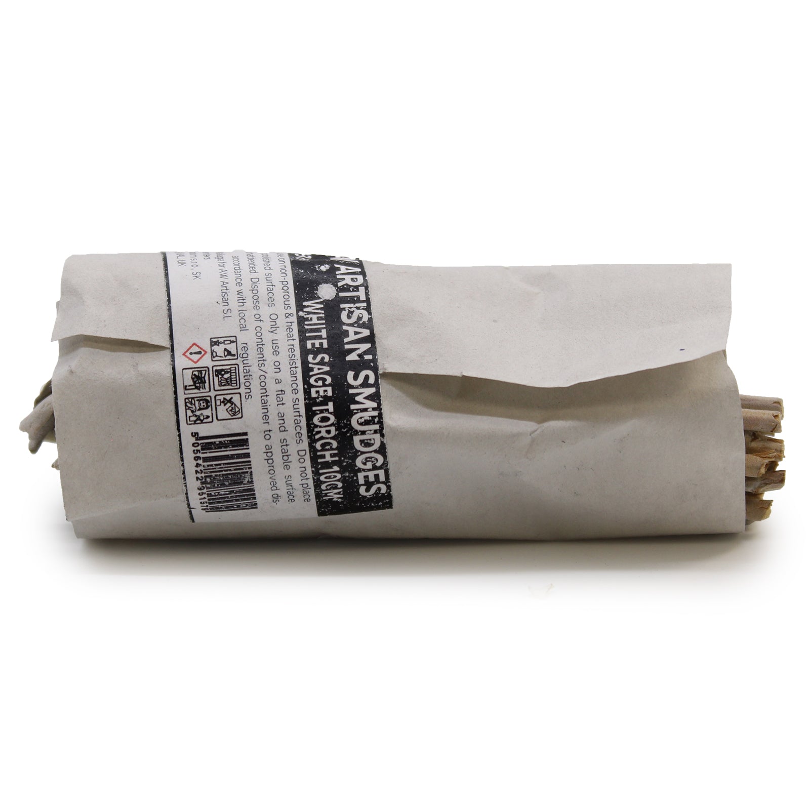 10cm Handcrafted Incense Smudge Stick - White Sage Torch product packaging on clean background from Quintessential Holistic Health Ltd