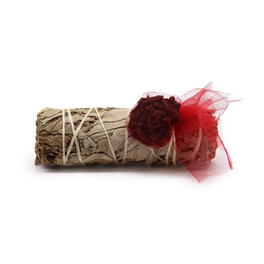 10cm Handcrafted Incense Smudge Stick - White Sage and Clove product packaging on clean background from Quintessential Holistic Health Ltd