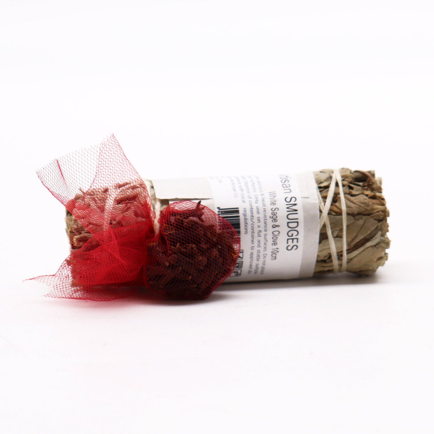 10cm Handcrafted Incense Smudge Stick - White Sage and Clove product packaging on clean background from Quintessential Holistic Health Ltd