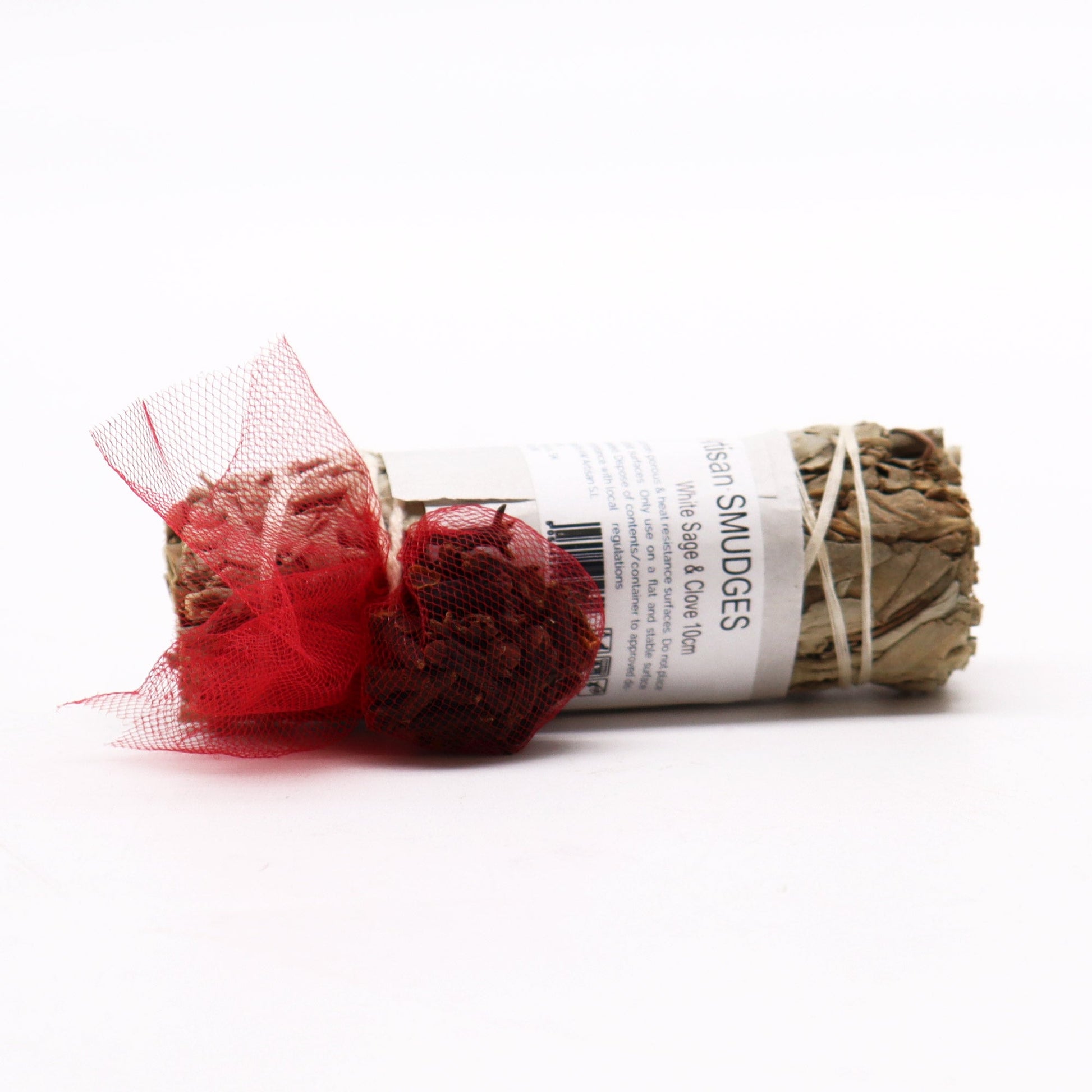 10cm Handcrafted Incense Smudge Stick - White Sage and Clove product packaging on clean background from Quintessential Holistic Health Ltd
