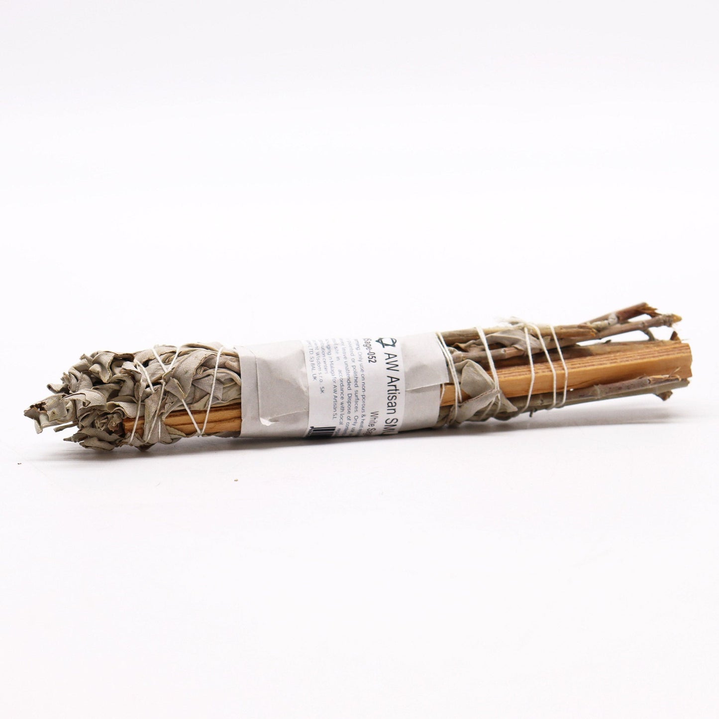 10cm Handcrafted Incense Smudge Stick - White Sage and Mexican Palo product packaging on clean background from Quintessential Holistic Health Ltd
