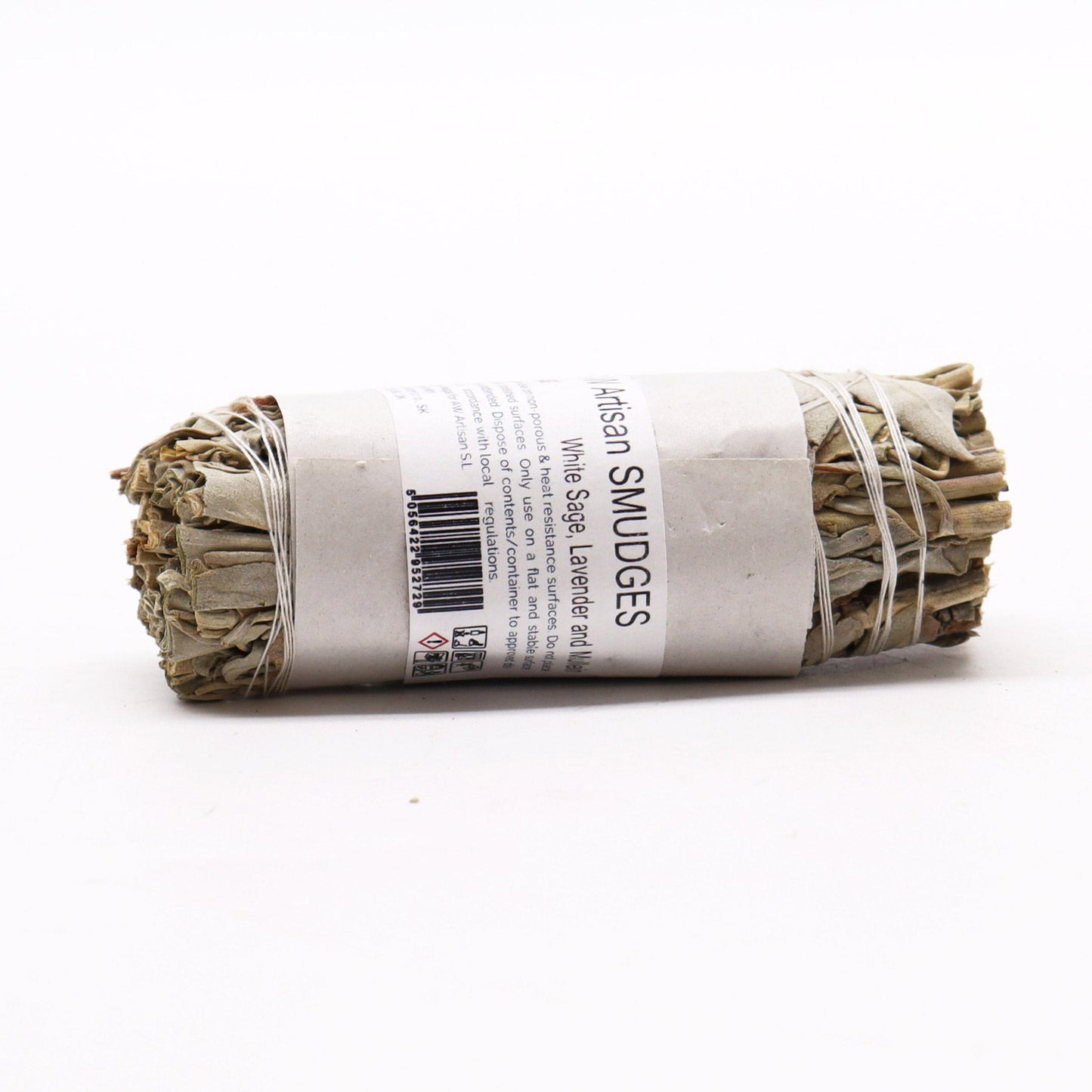 10cm Handcrafted Incense Smudge Stick - White Sage, Lavender and Mullein product packaging on clean background from Quintessential Holistic Health Ltd