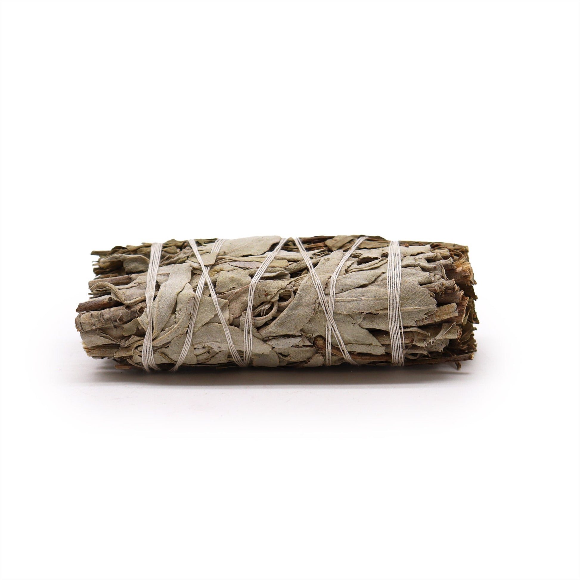 10cm Handcrafted Incense Smudge Stick - White Sage and Pirul Foliage product packaging on clean background from Quintessential Holistic Health Ltd