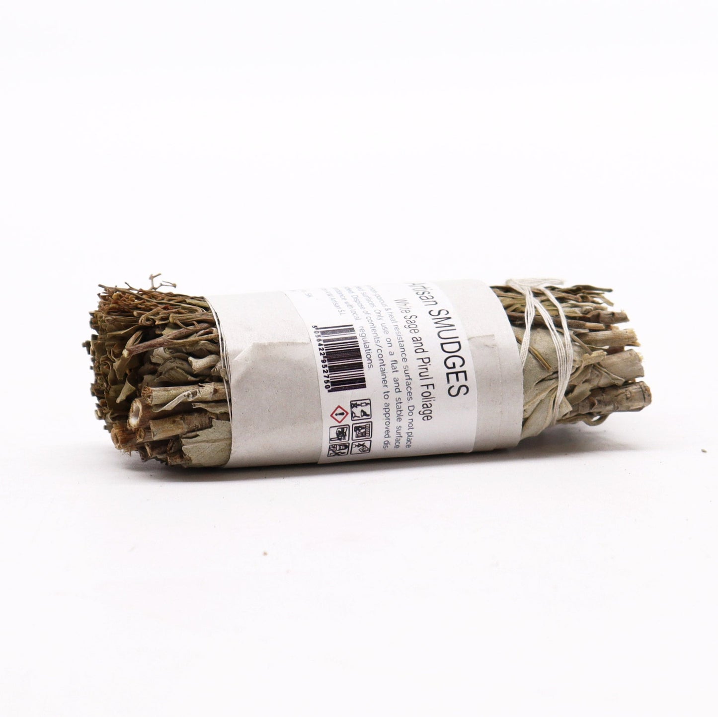 10cm Handcrafted Incense Smudge Stick - White Sage and Pirul Foliage product packaging on clean background from Quintessential Holistic Health Ltd