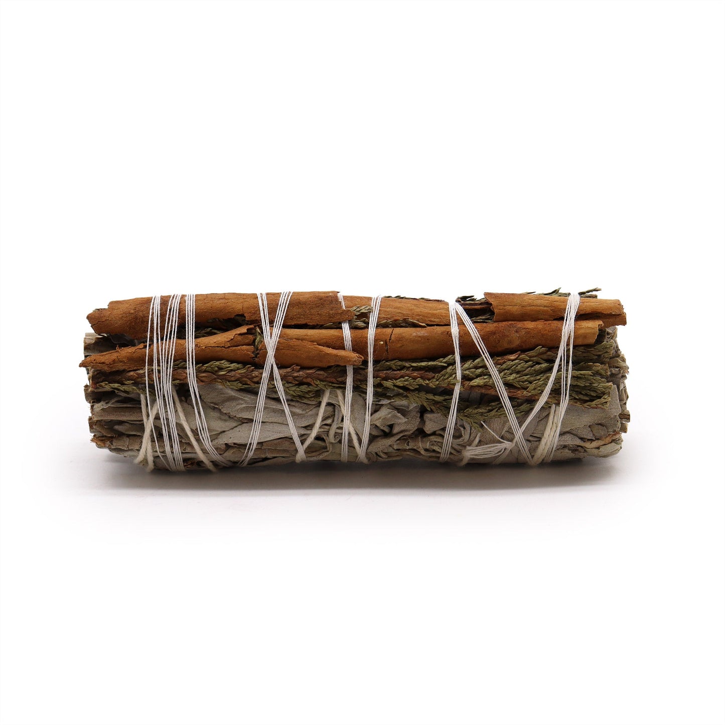 10cm Handcrafted Incense Smudge Stick - White Sage, Cedar and Cinnamon product packaging on clean background from Quintessential Holistic Health Ltd