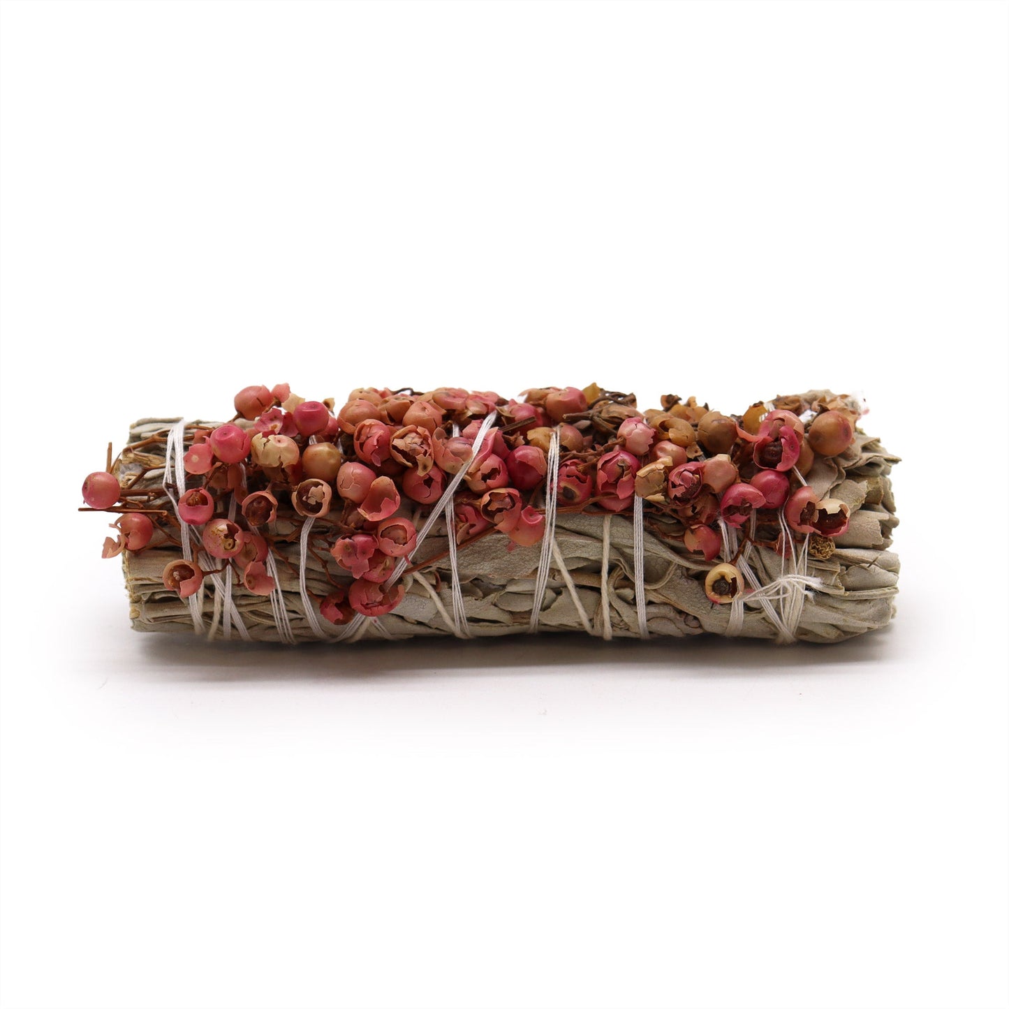 10cm Handcrafted Incense Smudge Stick - White Sage and Pirul Seed product packaging on clean background from Quintessential Holistic Health Ltd