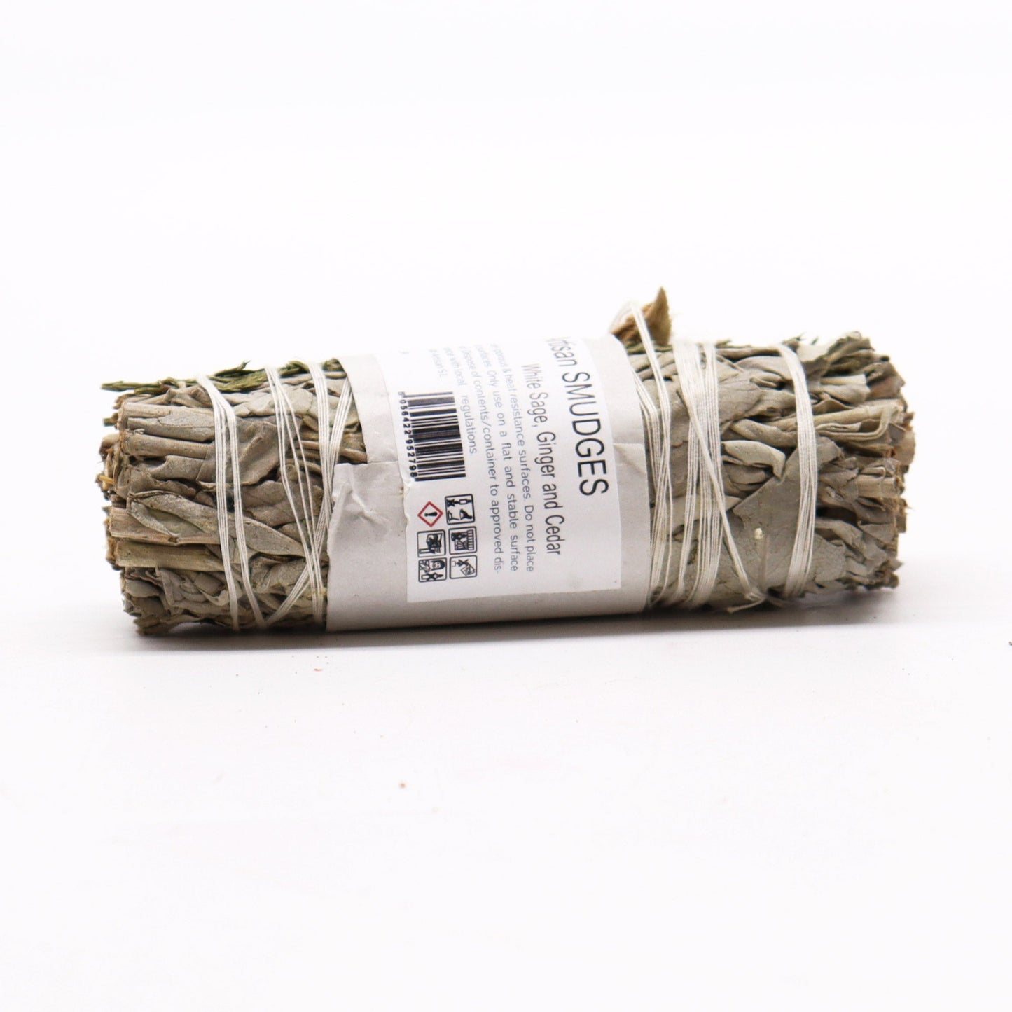 10cm Handcrafted Incense Smudge Stick - White Sage, Ginger and Cedar product packaging on clean background from Quintessential Holistic Health Ltd