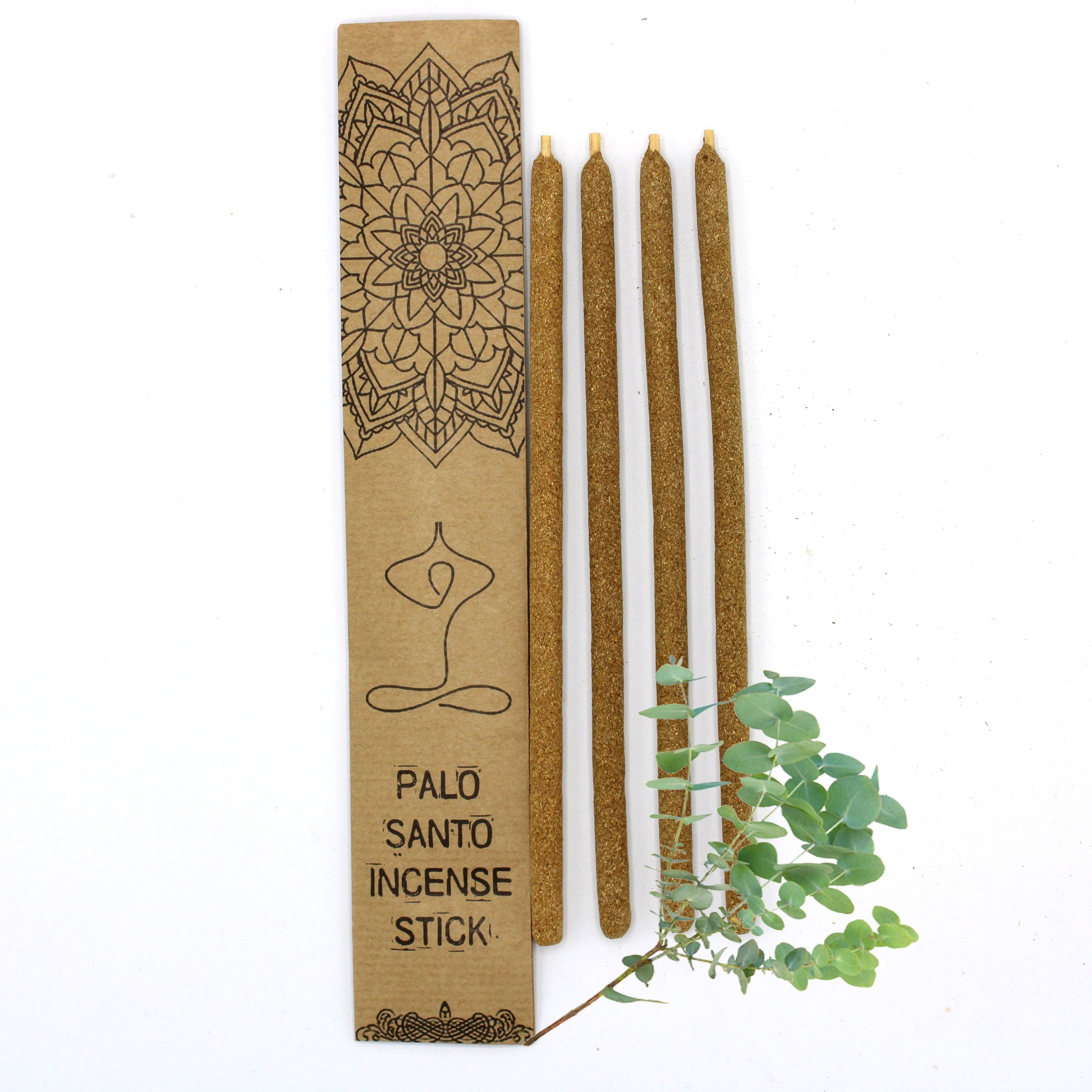4 x Eco-Friendly Palo Santo (Holy Wood) Incense Sticks - Large /Eucalyptus product packaging on clean background from Quintessential Holistic Health Ltd