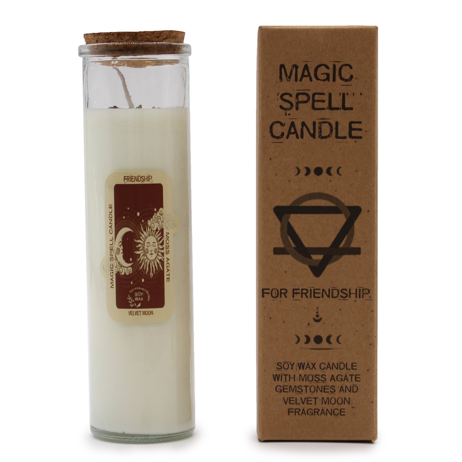 Magic Spell Gemstone Eco-Friendly Soy Wax Candle - Friendship product packaging on clean background from Quintessential Holistic Health Ltd