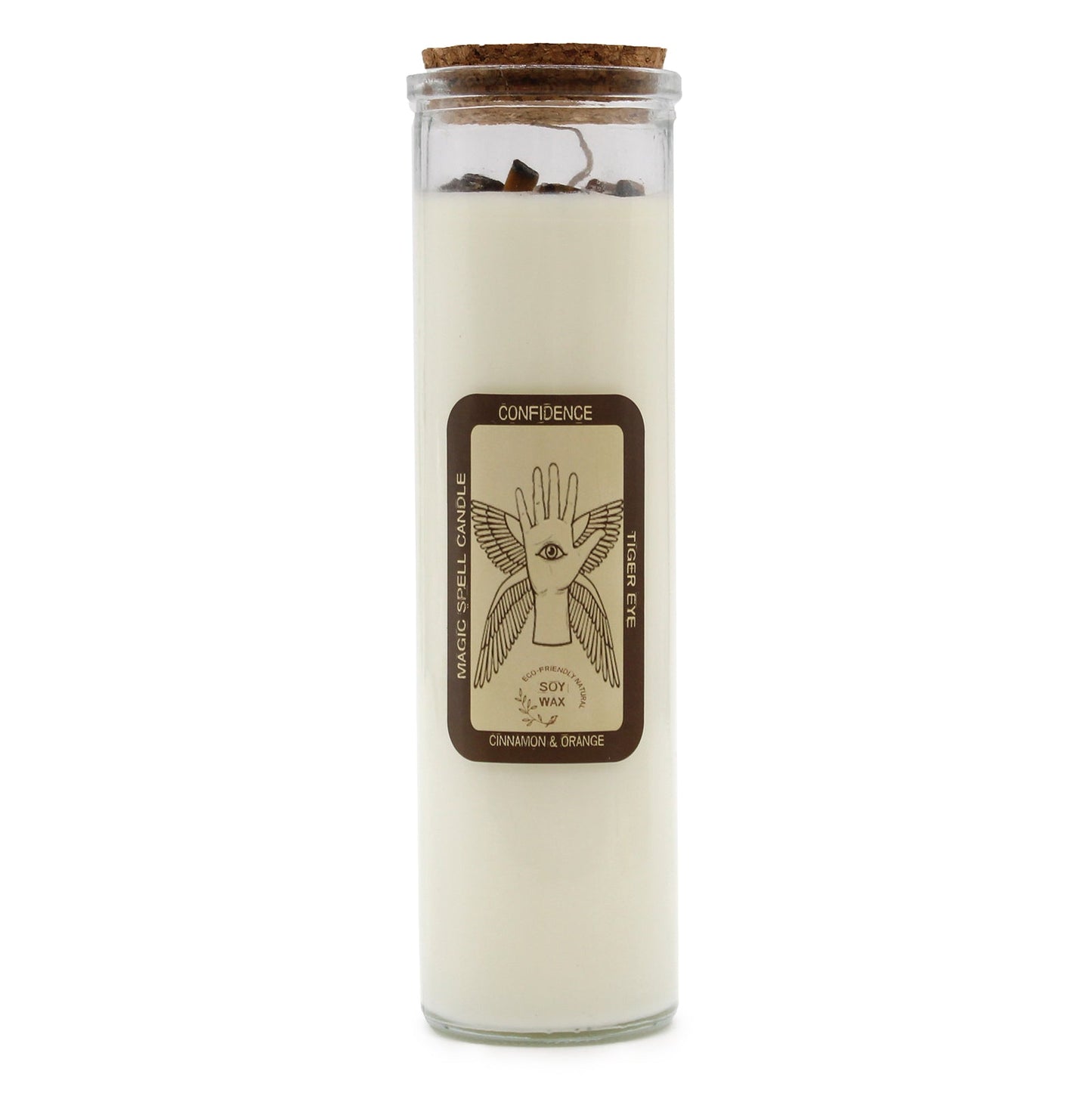 Magic Spell Gemstone Eco-Friendly Soy Wax Candle - Confidence product packaging on clean background from Quintessential Holistic Health Ltd