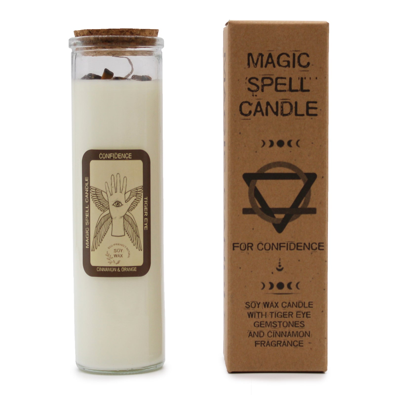 Magic Spell Gemstone Eco-Friendly Soy Wax Candle - Confidence product packaging on clean background from Quintessential Holistic Health Ltd