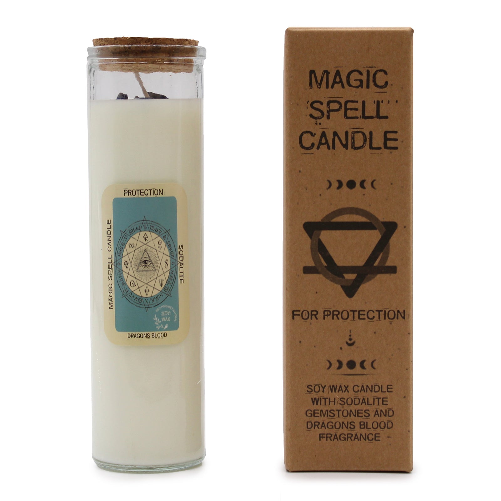 Magic Spell Gemstone Eco-Friendly Soy Wax Candle - Protection product packaging on clean background from Quintessential Holistic Health Ltd