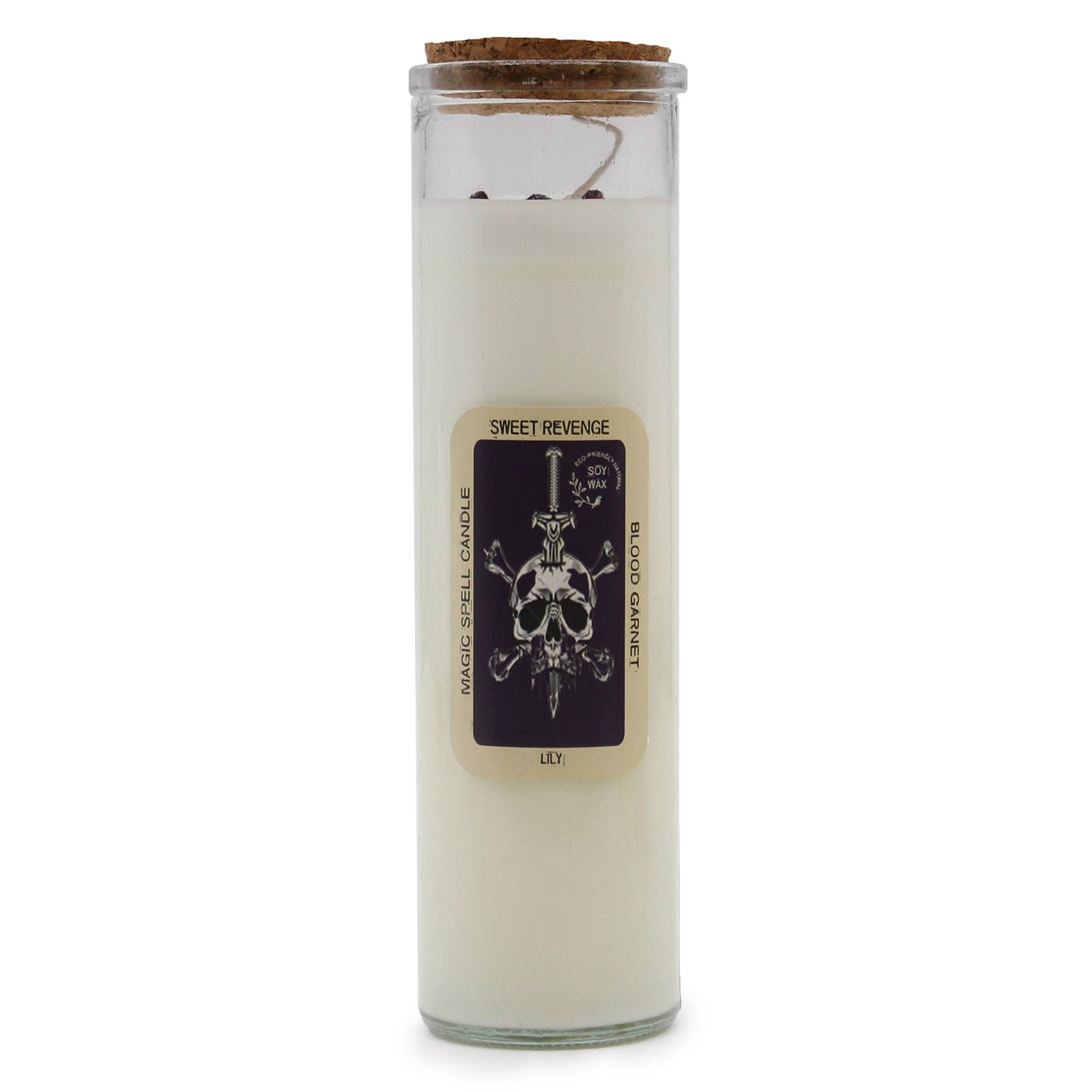 Magic Spell Gemstone Eco-Friendly Soy Wax Candle - Sweet Revenge product packaging on clean background from Quintessential Holistic Health Ltd