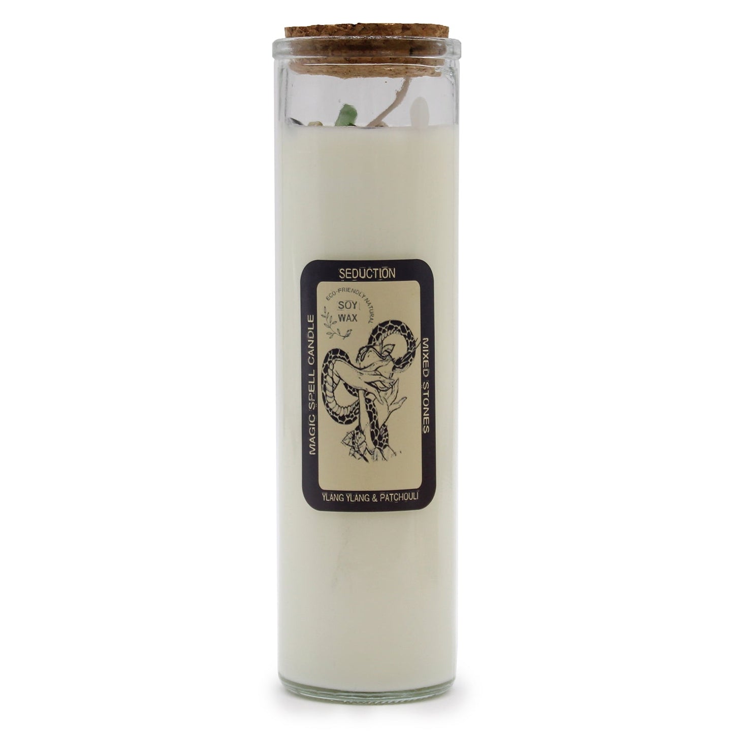 Magic Spell Gemstone Eco-Friendly Soy Wax Candle - Seduction product packaging on clean background from Quintessential Holistic Health Ltd
