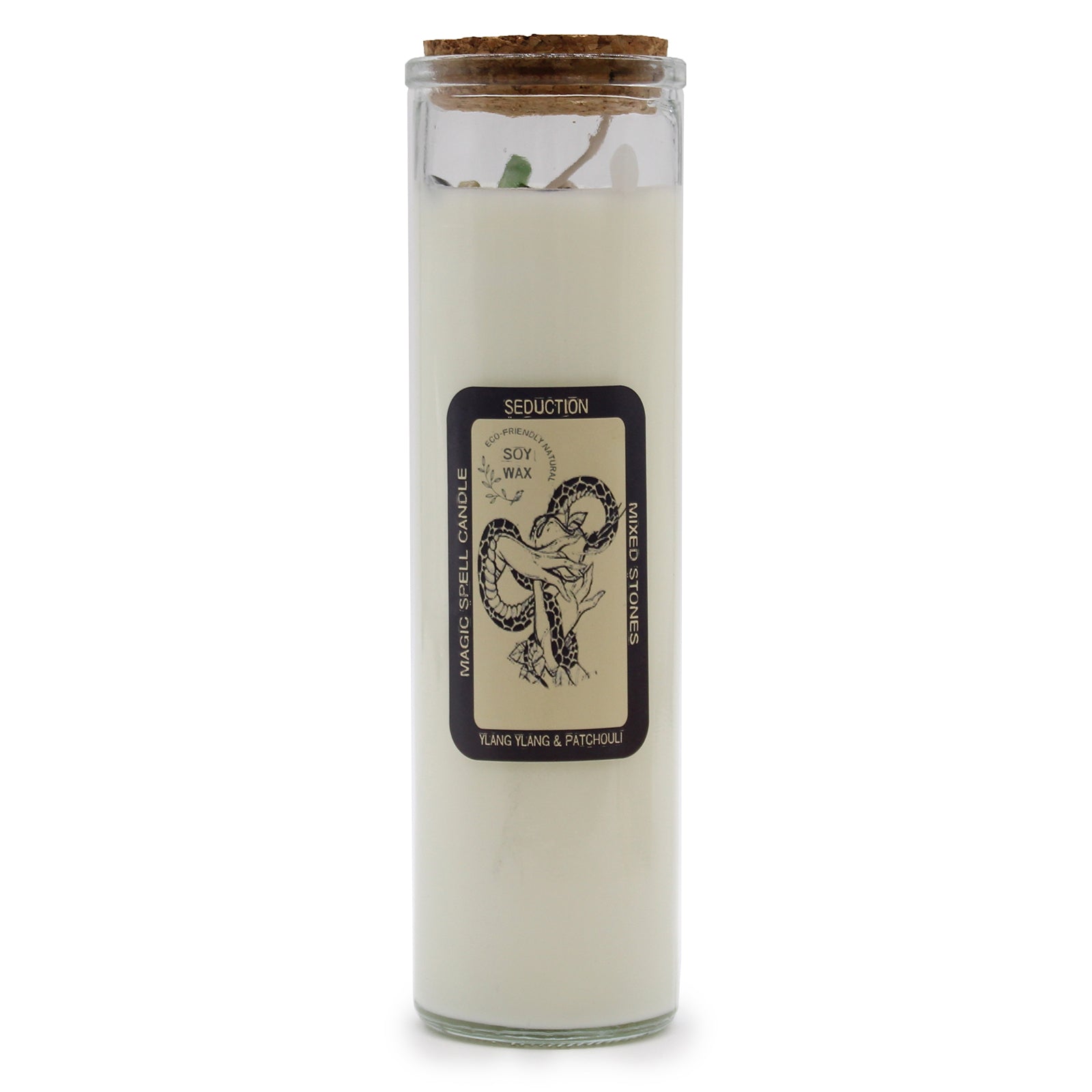 Magic Spell Gemstone Eco-Friendly Soy Wax Candle - Seduction product packaging on clean background from Quintessential Holistic Health Ltd
