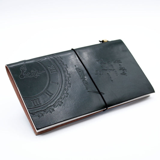 Handmade Leather-Bound Eco-Friendly Journal with Wrap - Slim - Green - If a Story is in You - main product image from Quintessential Holistic Health Ltd UK