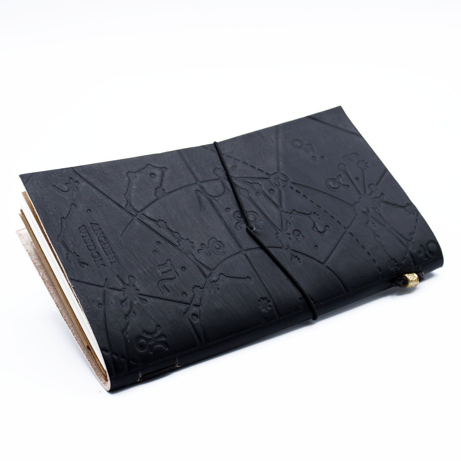 Handmade Leather-Bound Eco-Friendly Journal with Wrap - Slim / Black / My Little Black Book product packaging on clean background from Quintessential Holistic Health Ltd