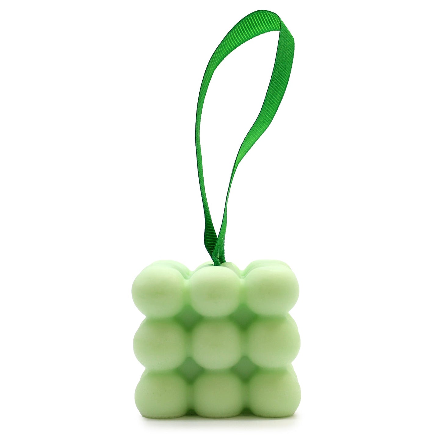 Massage Soap Bar - Spearmint and Eucalyptus with a pale green bubble design and dark green hanging loop, by Quintessential Holistic Health Ltd